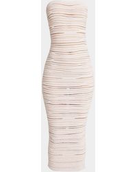 Balmain - Strapless Glitter Body-Con Midi Dress - Lyst
