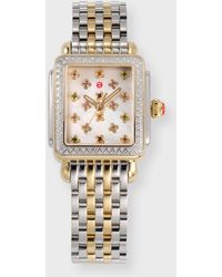 Michele - Deco Fleur Two-tone 18k Gold-plated Diamond Watch - Lyst