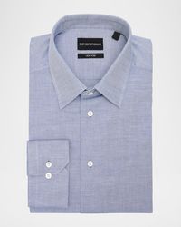 Emporio Armani - Cotton Micro-Texture Point Collar Dress Shirt - Lyst