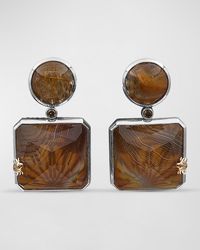 Stephen Dweck - Rutilated Quartz And Natural Quartz Agate Drop Earrings With Champagne Diamonds - Lyst