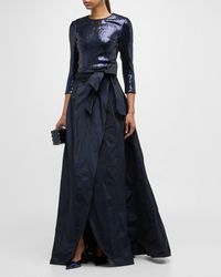 Teri Jon - 3/4-Sleeve Sequin Midi Dress - Lyst
