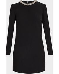 Roland Mouret - Embellished Long Sleeve Crepe Mini Dress - Lyst