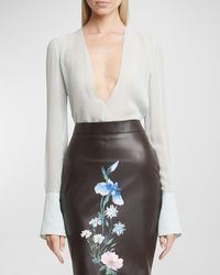 Givenchy - Transparent Open-Back Silk Blouse - Lyst