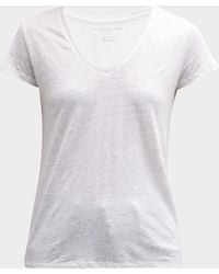 Majestic Filatures - V-Neck Short-Sleeve Stretch Linen T-Shirt - Lyst