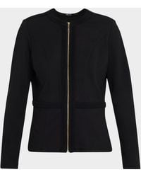 Misook - Round Neck Cotton-Blend Jacket - Lyst