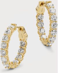 Neiman Marcus - 18k Yellow Gold Gh/si Diamond Oval-shaped Earrings, 0.75"l - Lyst