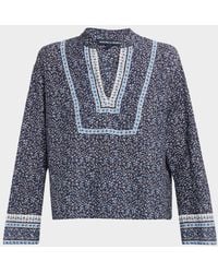 Veronica Beard - Cyra Floral V-Neck Blouse - Lyst