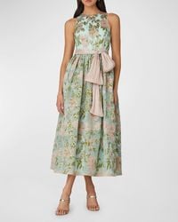 Shoshanna - Sleeveless Floral Jacquard Midi Dress - Lyst