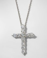 Roberto Coin - 16" Lg Diamond Cross Pendant Necklace - Lyst