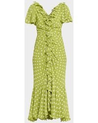 Cinq À Sept - Camille Polka Dot Ruffled Midi Dress - Lyst