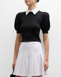 Alice + Olivia - Chase Puff-Sleeve Sweater With Detachable Collar - Lyst