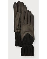 Agnelle - Cecilia Leather & Ribbed Cashmere Gloves - Lyst
