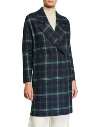 Harris Wharf London Oversized Pressed Wool Tartan - Green