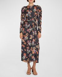 Ulla Johnson - Amalie Twisted-Front Floral Silk Midi Dress - Lyst