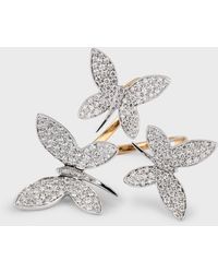 Staurino - 18k Rose Gold Nature Triple Diamond Butterfly Ring - Lyst