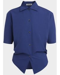 Jil Sander - Gathered Short-Sleeve Button-Down Shirt - Lyst
