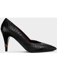 Versace - 90Mm Gianni Textured Leather Pumps - Lyst
