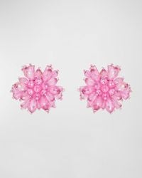Oscar de la Renta - Beaded Flower Button Earrings - Lyst