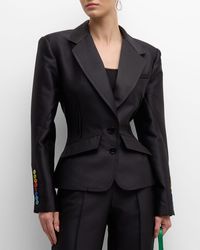 Christopher John Rogers - Tailored Tuxedo Jacket With Pleated Back - Lyst