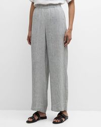 Eileen Fisher - Striped Wide-Leg Organic Linen Pants - Lyst