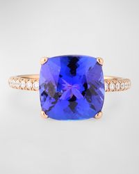 Lisa Nik - 18K Rose Ring With Tanzanite And Diamonds - Lyst