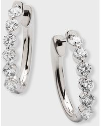 Neiman Marcus - 18k White Gold Diamond Hoop Earrings, 1.5 Ct.,.75" - Lyst