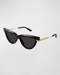 Bottega Veneta - Logo Metal Alloy & Acetate Cat-eye Sunglasses - Lyst