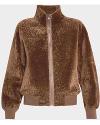 Gorski - Reversible Textured Shearling Lamb Bomber Jacket - Lyst