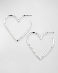 Nest - Heart Hammered Skinny Hoop Earrings - Lyst