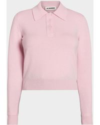 Jil Sander - Long-Sleeve Wool Polo Sweater - Lyst