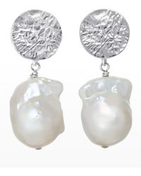 Margo Morrison - Baroque Pearl Earrings With Sterling Hammered Top - Lyst