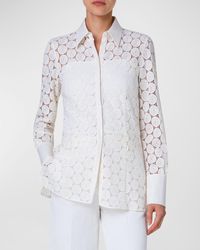Akris Punto - Dot Guipure Lace Collared Blouse - Lyst