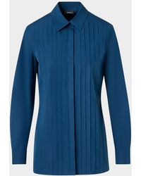 Akris - Pleated Front Cotton Poplin Button-Down Shirt - Lyst