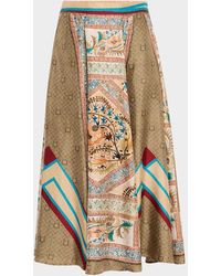 Pierre Louis Mascia - Printed A-Line Silk Midi Skirt - Lyst