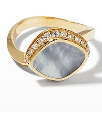 Vendorafa - Yellow Gold Pebble Ring With Mother-of-pearl And Diamonds - Lyst