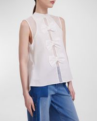 Anne Fontaine - Marceline Bow-Front Mock-Neck Blouse - Lyst