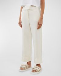 Peserico - Cropped High-Rise Twill Palazzo Pants - Lyst