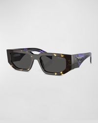 Prada - Triangle Logo Bicolor Rectangle Sunglasses - Lyst