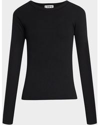 ÉTERNE - Long-Sleeve Fitted Crewneck Top - Lyst