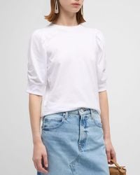FRAME - Frankie Ruched Puff Sleeve Tee - Lyst