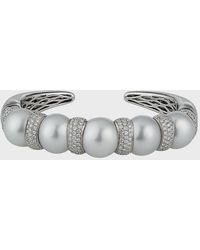 Belpearl - 18k White Gold South Sea Pearl Diamond Bracelet - Lyst