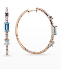Stevie Wren - 14k Yellow Gold Paved And Semi-precious Stone Hoop Earrings - Lyst