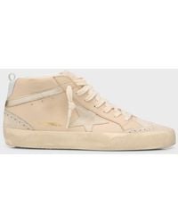Golden Goose - Mid Star Suede Glitter Wing-tip Sneakers - Lyst