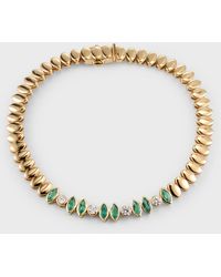 Kastel Jewelry - 14k Yellow Gold Chemin Marquise-cut Emerald And Diamond Bracelet - Lyst