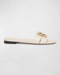 Fendi - Ffold Leather Flat Sandals - Lyst