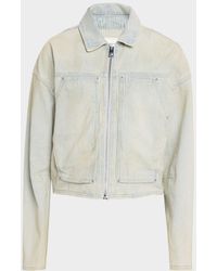 Purple - Apos;S Hickory Stripe Cropped Cotton Carpenter Jacket - Lyst