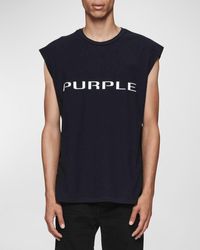 Purple - Textured Jersey Tank Top - Lyst