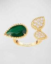 Boucheron - Serpent Boheme Yellow Gold Malachite And Diamond 3-motif Ring, Eu 54 / Us 6.75 - Lyst