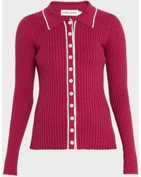 Anna Quan - Ashlen Button-Front Rib-Knit Top - Lyst