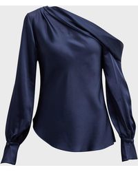 Jonathan Simkhai - Alice Draped Satin One-Shoulder Top - Lyst